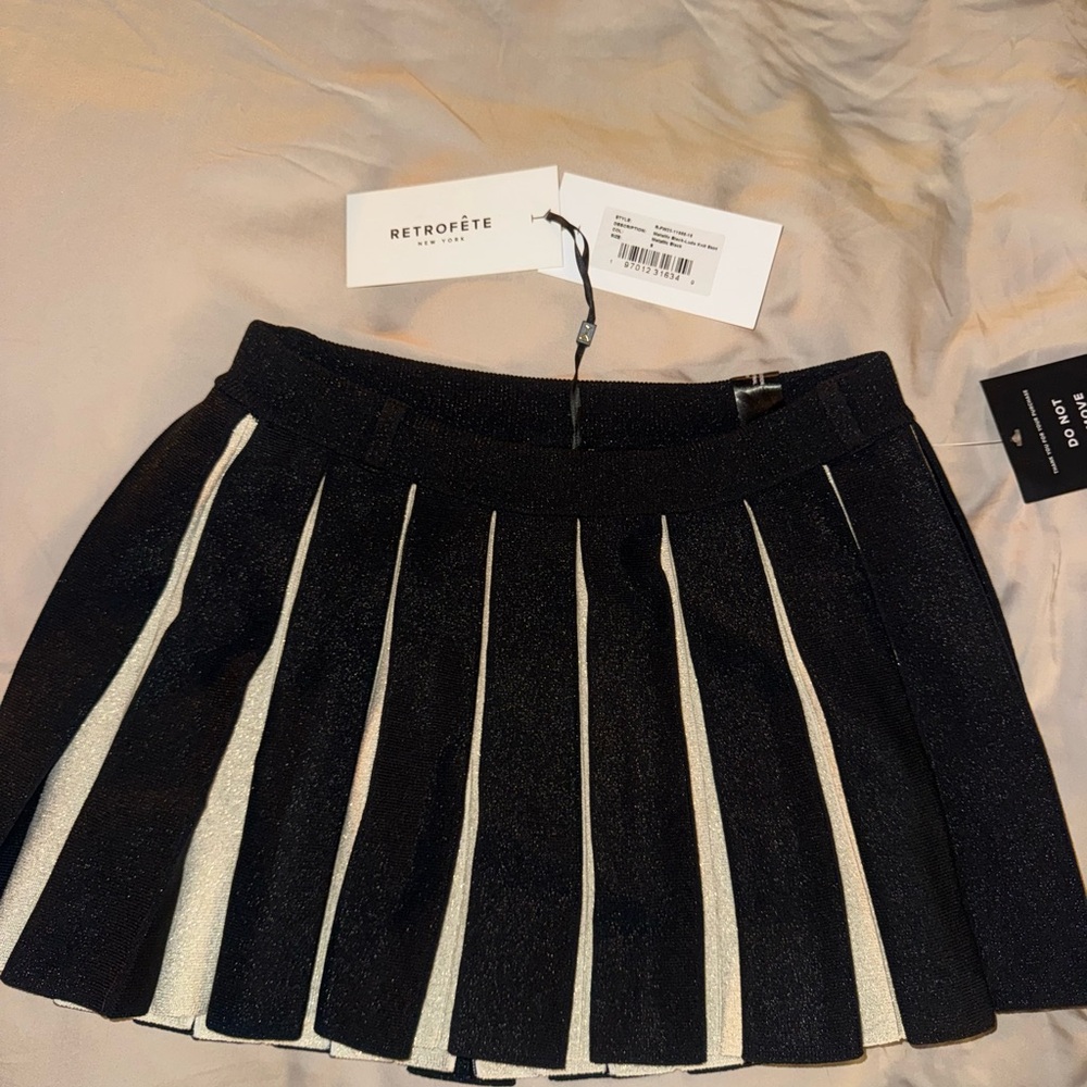 NWT Retrofete Black and Silver Mini Skirt